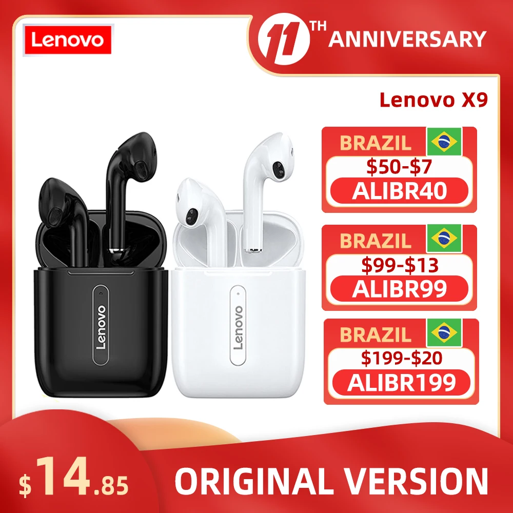 Беспроводные наушники Lenovo X9 Bluetooth V5.0 стереонаушники с сенсорным управлением HD