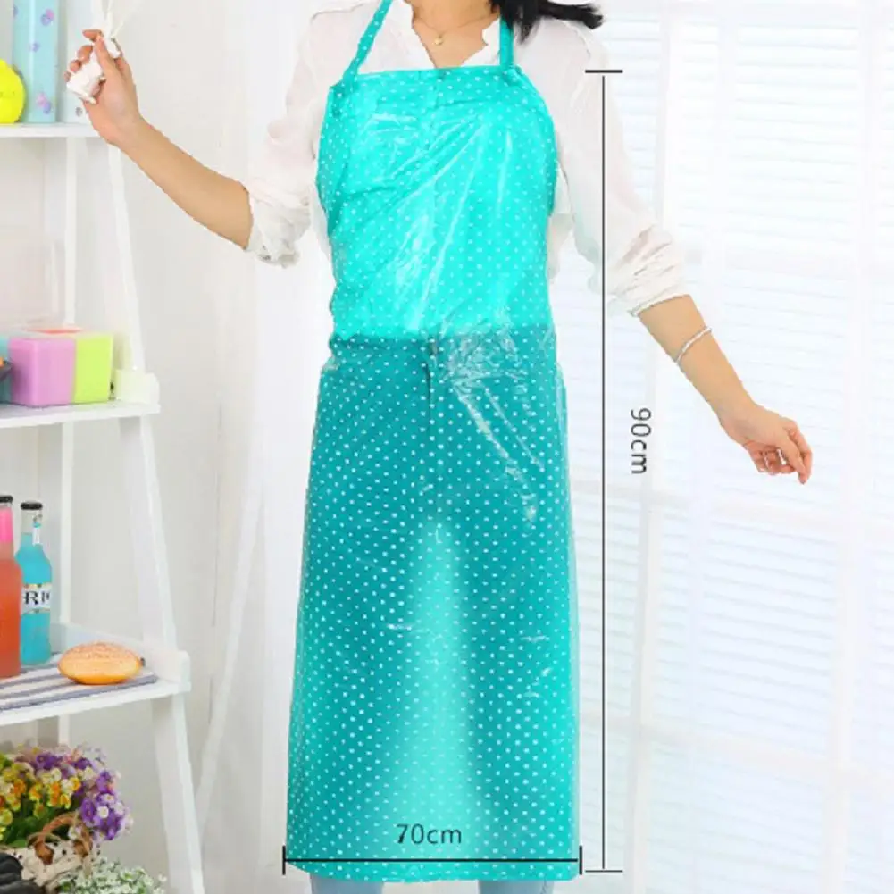 Transparent Acid Resistant Home PVC Simple Anti-Oil Waterproof Dots Kitchen Apron Random Color #EW | Aprons
