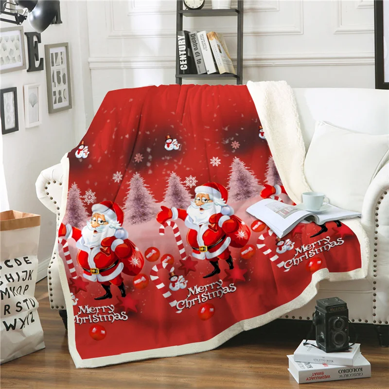 

Super Soft Warm Winter Christmas Blanket Santa Claus Sherpa Fleece Throw Blanket Bed Cover Bedspread For Children Adult Sofa Car