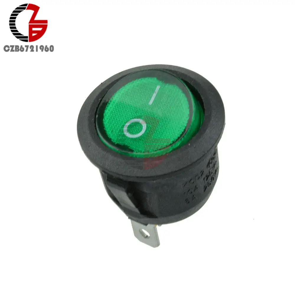 Green Мини 3Pin Круглый кнопочный переключатель ВКЛ-ВЫКЛ SPDT кулисный переключатель красный светодио дный светодиодный свет указывает встроенный 6A 250 В в 10A В 125 В AC - Цвет: Green