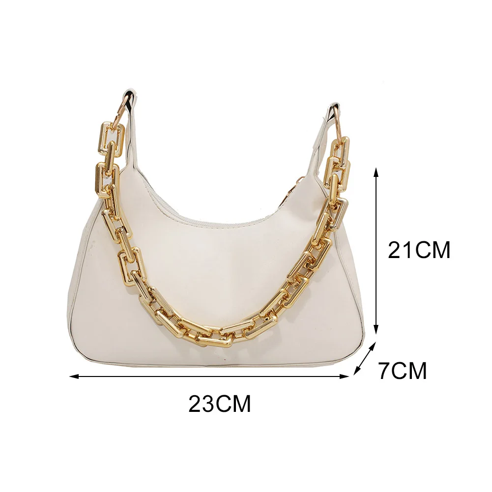 

Retro Women's Bag Trend 2021 Leather Luxury Handbag Female Saddle Hobo Bag Shoulder Underarm Bag Ladies Thick Chain Purse Bolsas