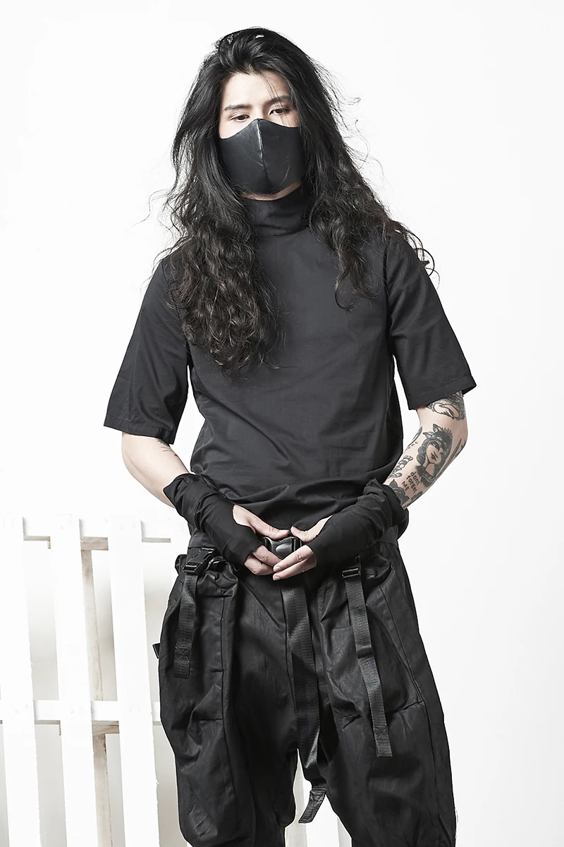 Мужская Тонкая Рубашка-пуловер простая тонкая уличная рубашка черного цвета 2020 |