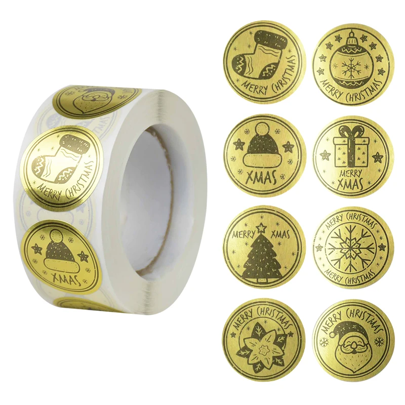

500pcs Christmas Design Stickers Gift Box Envelope Stationery Scrapbook Sticker Package Sealing Label Xmas Tree Snowman Stickers