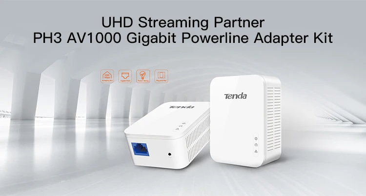 1 пара Tenda PH3 PH15 1000 Мбит/с powerline сетевой адаптер, AV1000 Ethernet ПЛК адаптер переменного тока, высокая совместимость с IPTV, Homeplug AV2