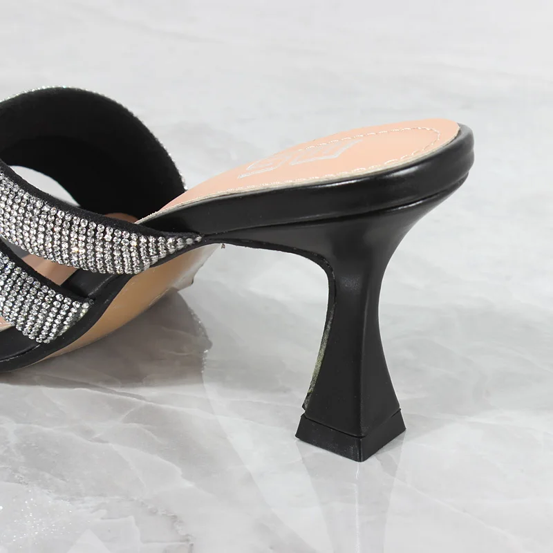 Women's High-heeled Sandals 2022 Summer New Irregular Crystal Open-toed Fashion Outside Sexy Slippers Women Shoes 7.5CM