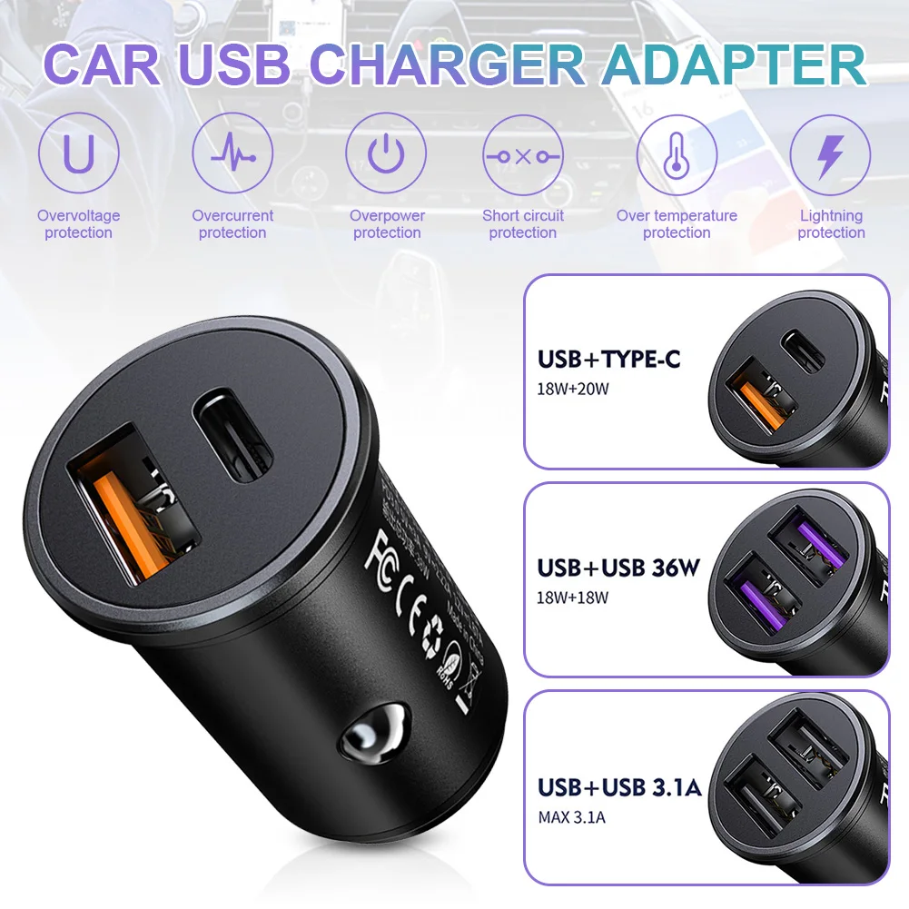 

Автомобильное зарядное устройство с двумя USB-портами, 12-24 В, 3,1 А