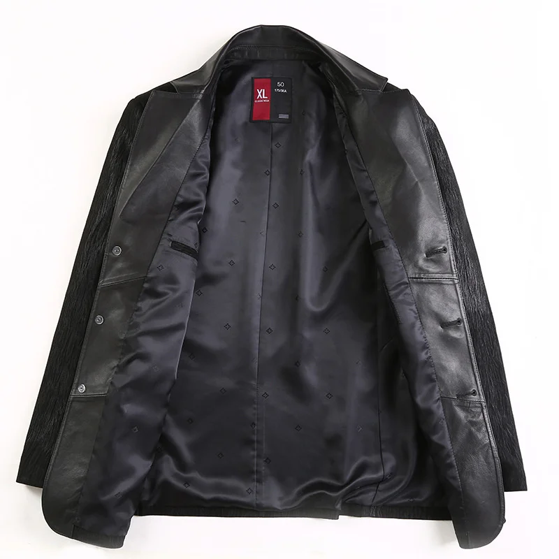 Блейзер Мужской из натуральной кожи однобортный деловой блейзер для отдыха