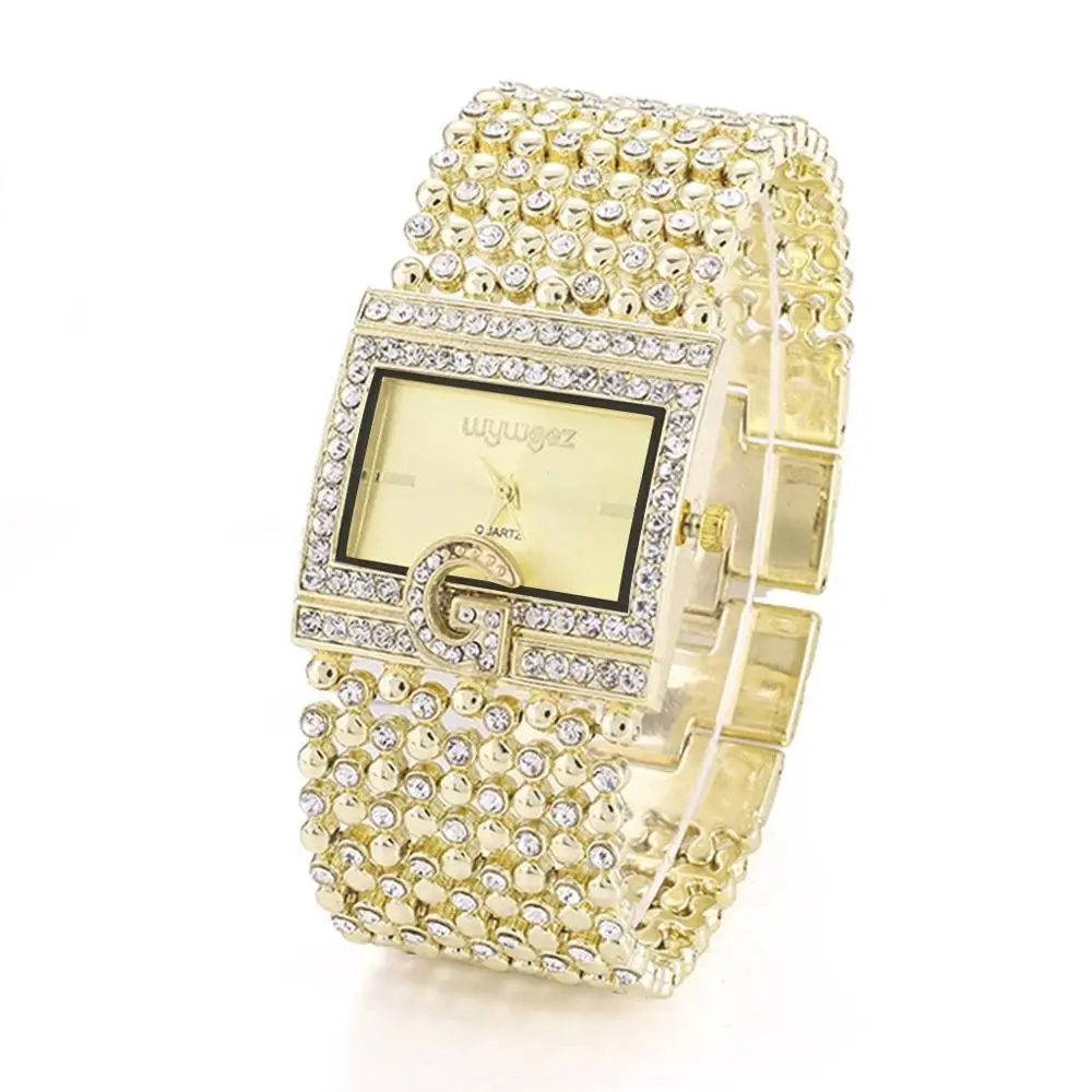 A Новинка Reloj Mujer женские круглые часы с бриллиантовым браслетом Аналоговые кварцевые наручные часы с механизмом saat Montre Femme Relogio Feminino - Цвет: A