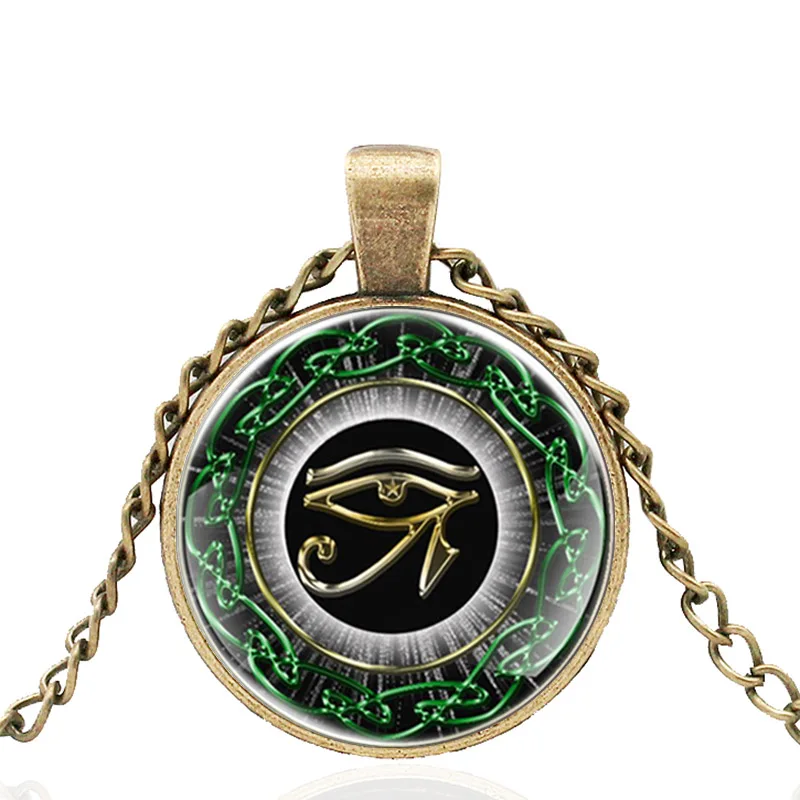 

Vintgae Eye of Horus Design Black Glass Dome Men Women Classic Pendant Necklace Jewelry Best Gifts