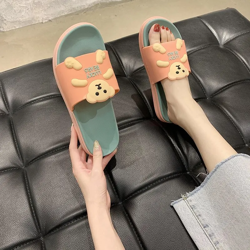 

2021 New Slippers Women Cute Non-slip Bath Sandals Summer Flat Indoor and Outdoor Cute Slippers Home Shoes