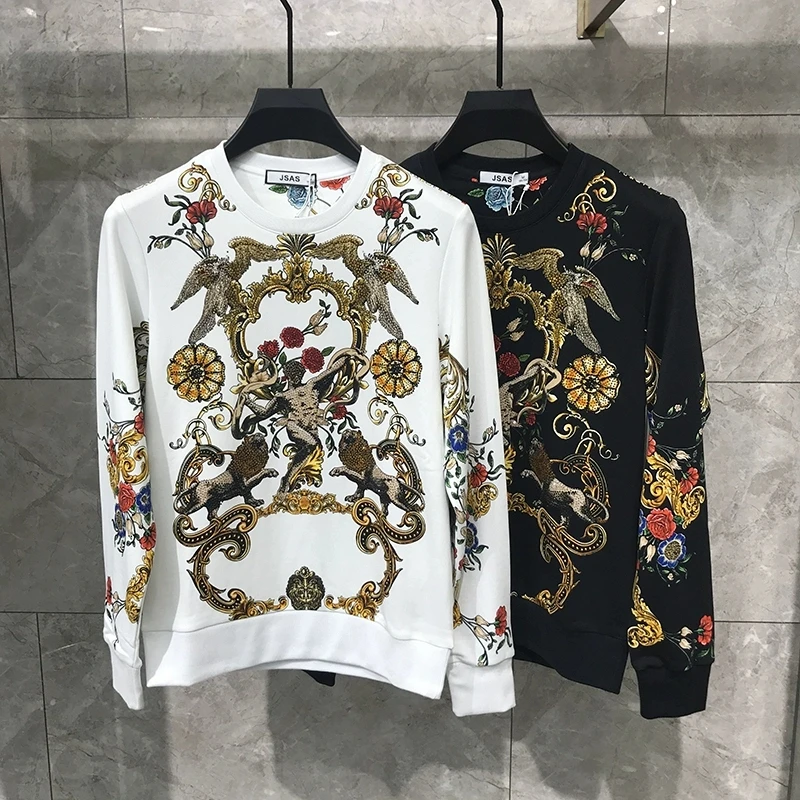 

Men's high-quality hoodies, long-sleeved rhinestone sweatshirts, slim print fashion tops are on sale