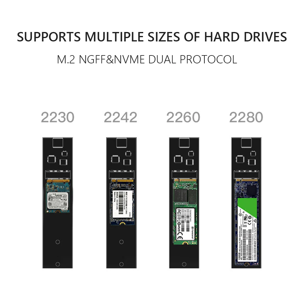 Portable M2 SSD Case NVME Enclosure Built-in cooling fan M.2 to USB Type C 3.1 Adapter for NGFF PCIE M Key/B&M Key Disk Box