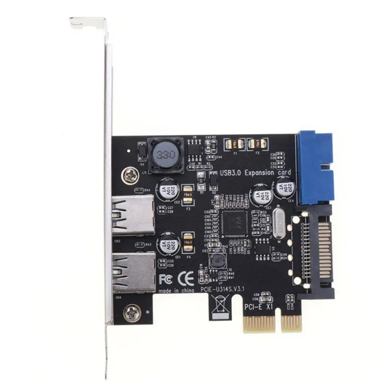 

PCI-E To Dual Ports USB 3.0 Expansion Card With 19/20PIN Interface Desktop Adapter Connector