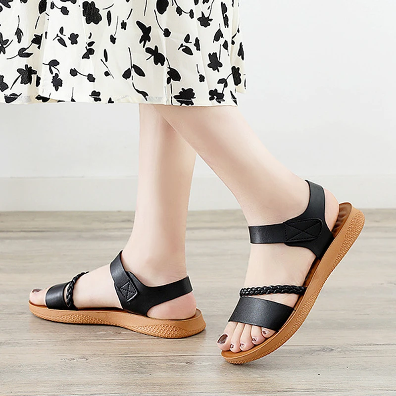 

Сандалии женские на плоской подошве, дышащие пляжные тапочки, Нескользящие, повседневная обувь для дома, лето 2021