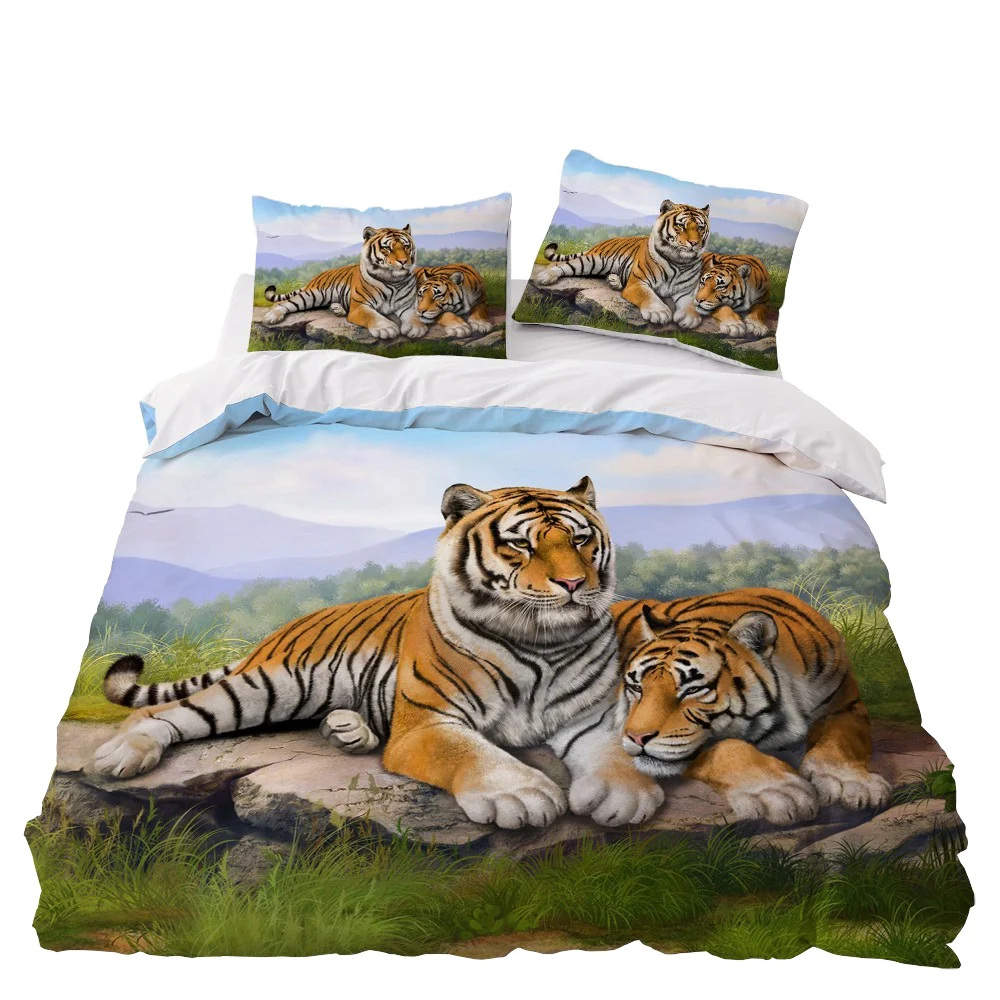 Животный комплект для кровати с принтом Тигр декор спальни Doona пододеяльник