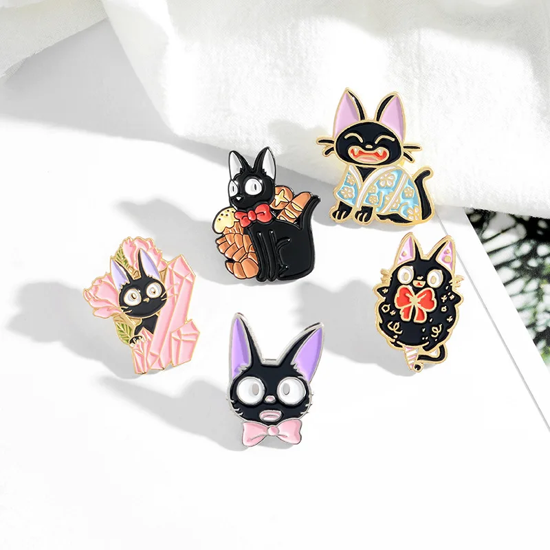 Служба доставки Kiki эмалированная булавка Kawaii Jiji Cat Брошь ghiали аниме фильм