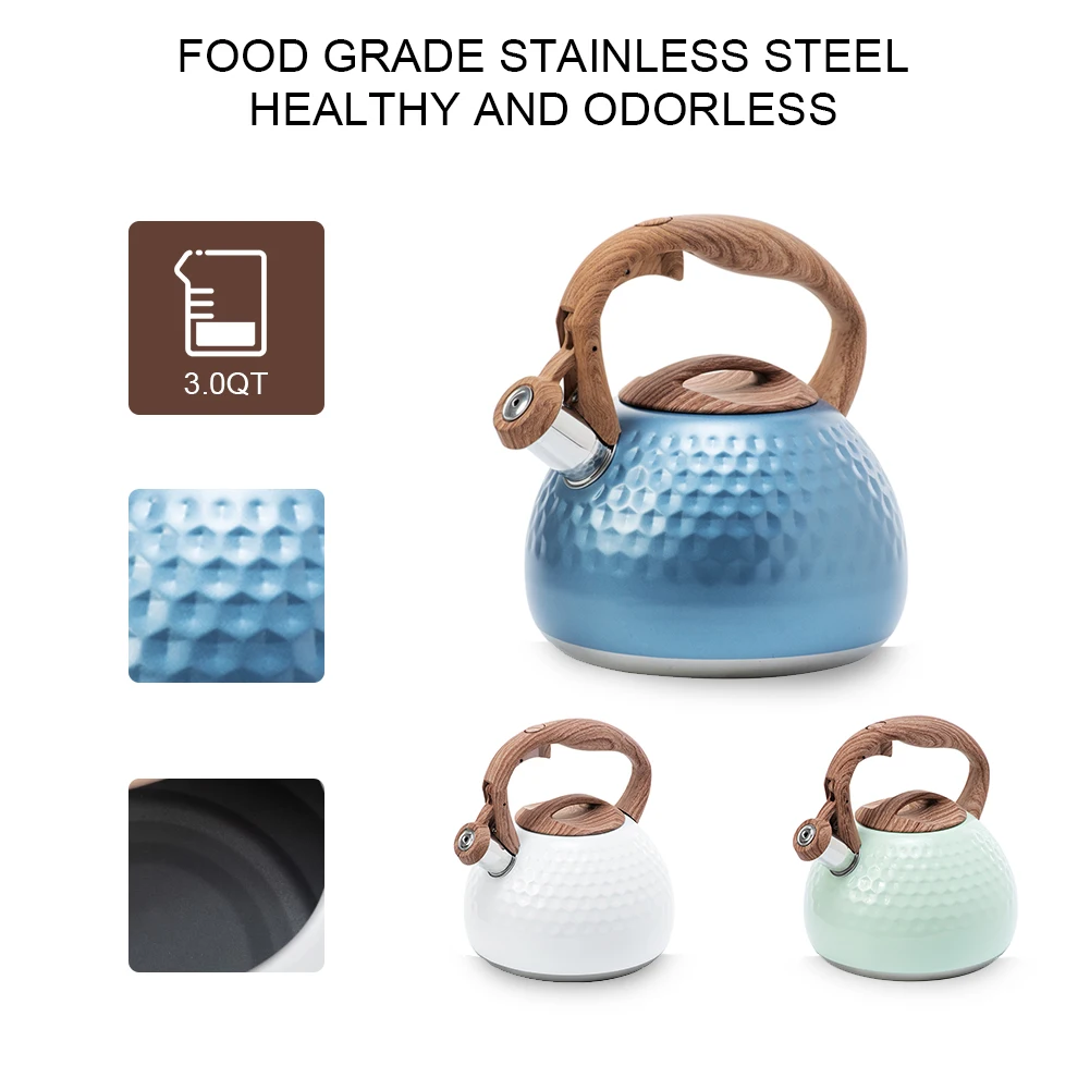 

3L Stainless Steel Whistling Tea Kettle Stovetop Food Grade Tea Pot With Heat-proof Handle For Gas Induction Cookers