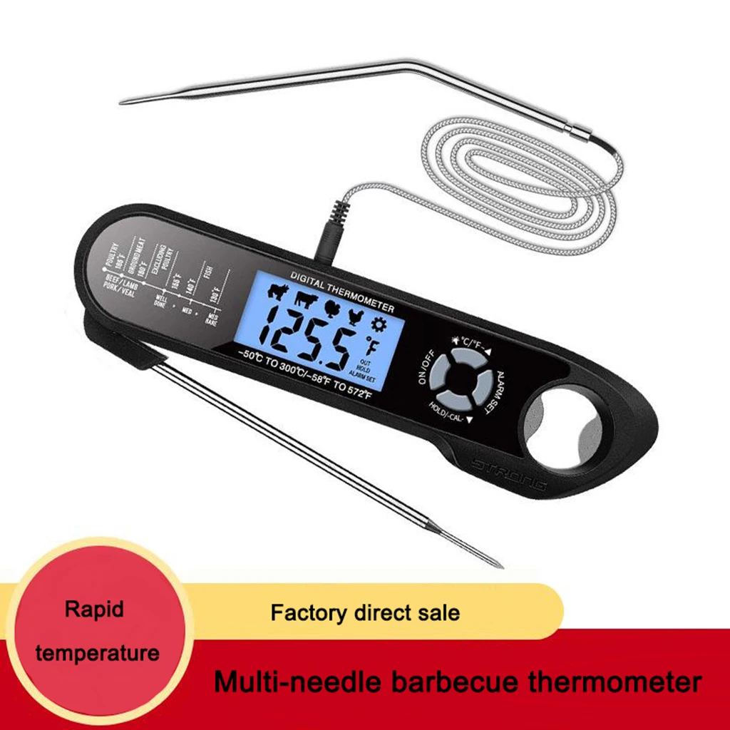 

Цифровой термометр для мяса Система мгновенных с складной 2 зонды микроволновая печь безопасного магнитного для ЖАРКОЕ БАРБЕКЮ