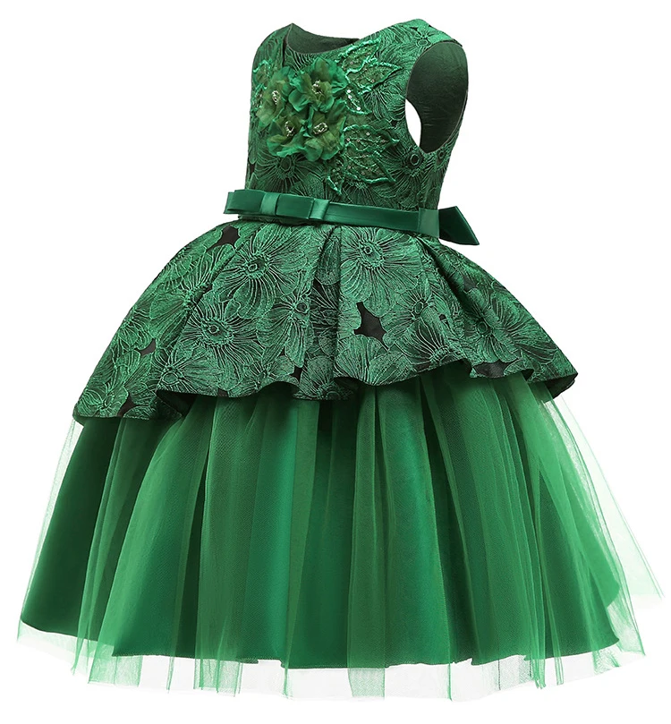 Formal Backless Dress Elegant Kids Dresses For Girls Clothing Layered Wedding Girl Dress Gown Wedding Party Princess Dress