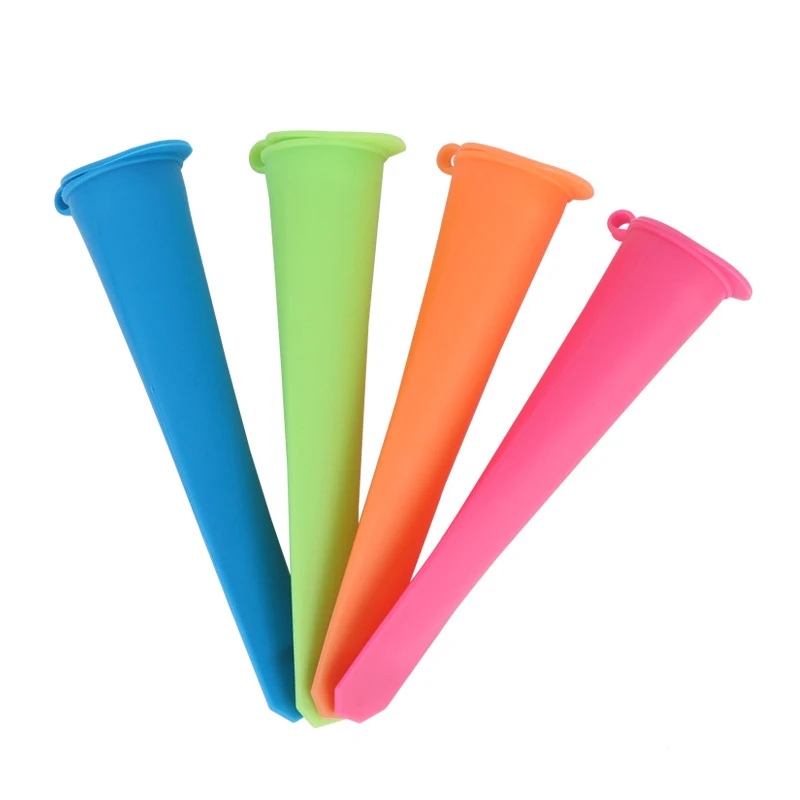 

justdolife Silicone Ice Pop Mold DIY Solid Color Ice Cream Mold Reusable Popsicle Mold With Lid Fruit Juice Ice Pop Cube