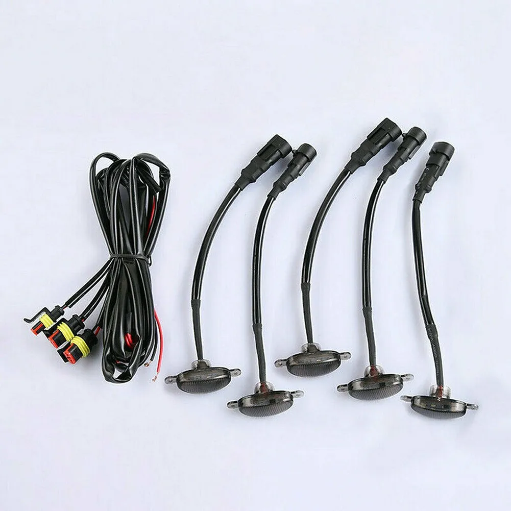 

5Pcs Universal LED Car Smoke Front Grille LED Amber Light Raptor Style Light Kit Decor With Wire Speed