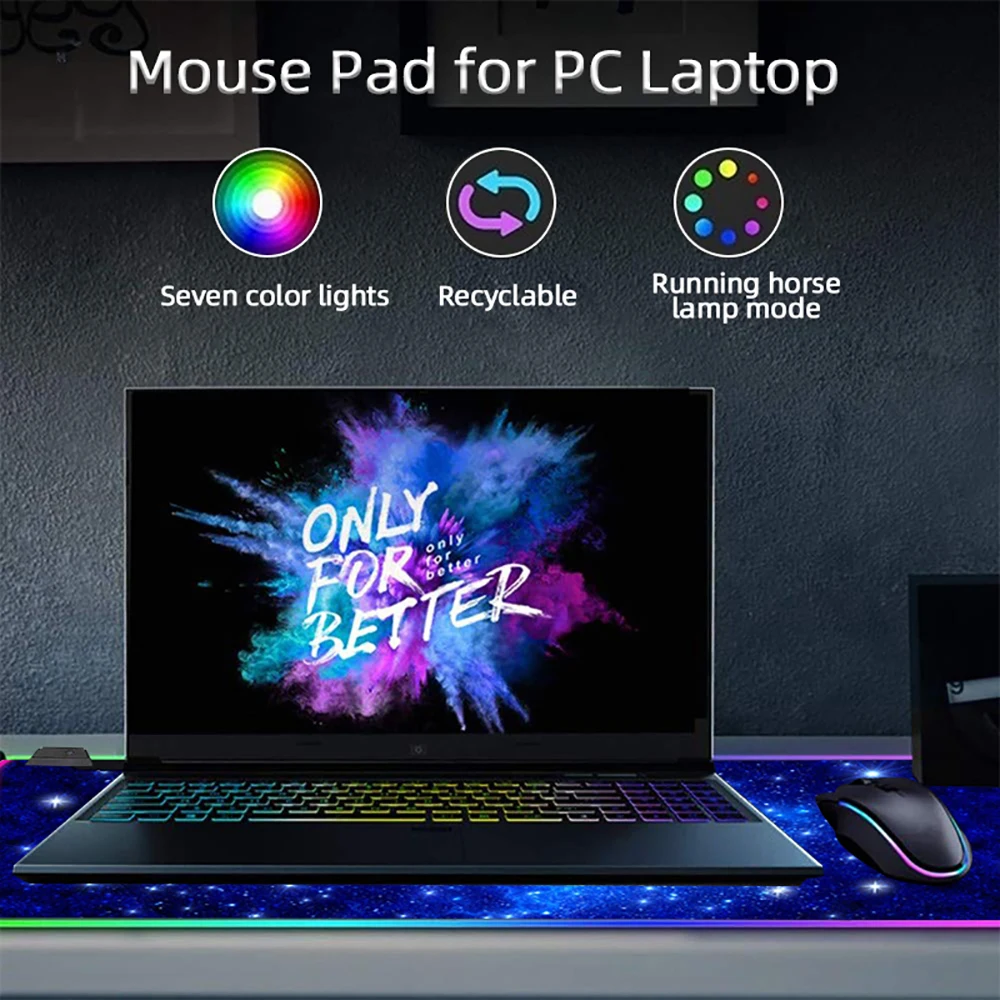 Топ игровой коврик для мыши RGB с подсветкой цветное светодиодное освещение коврик для мыши геймер компьютерная коврик для мыши мягкий Противоскользящий мышь коврик для мыши