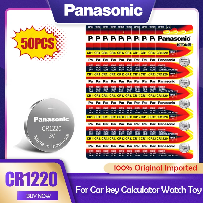 50 шт. Panasonic CR1220 CR 1220 Кнопочная батарея для дистанционного ключа часов BR1220 ECR1220 GPCR1220