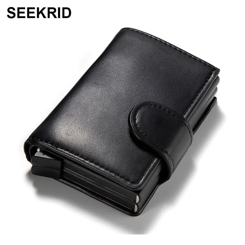 Мягкий кожаный двойной держатель для кредитных карт SEEKRID с технологией RFID