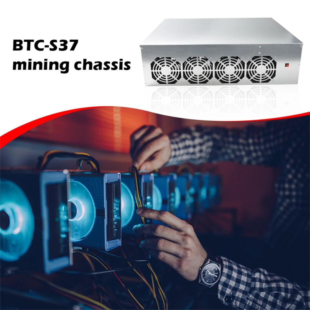 

BTC S37 D37 T37 чехол для майнинга Биткоин криптовалютер ШАССИ 8 GPU материнская плата низкой мощности с 4 вентиляторами 8 ГБ ОЗУ mSATA SSD для майнинга