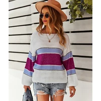 gxds pullovers striped sweater women autumn winter casual woman jumper warm teen gril new fashion o neck oversized sweaters