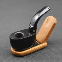 durable handmade mini natural ebony wood smoking pipe smoke tobacco wooden smoking pipes pouch 10pcs filters kde1
