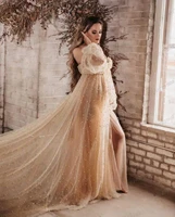 off shoulder long sleeve a line pearls tulle summer dresses bridal robes custom made maternity dress for photoshoot party gowns