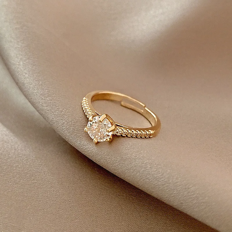 

MrZMsZ Fashion Jewelry Accessories Shiny Zircon Rings For Women luxurious Adjustable Open Ring Teen Girls 2021 Trendy Gift