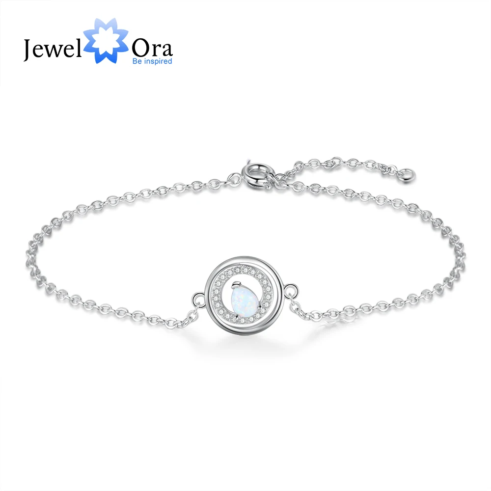 Дизайнерский регулируемый браслет-цепочка JewelOra для женщин в форме капли воды, Белый огненный опал, браслеты и обручи