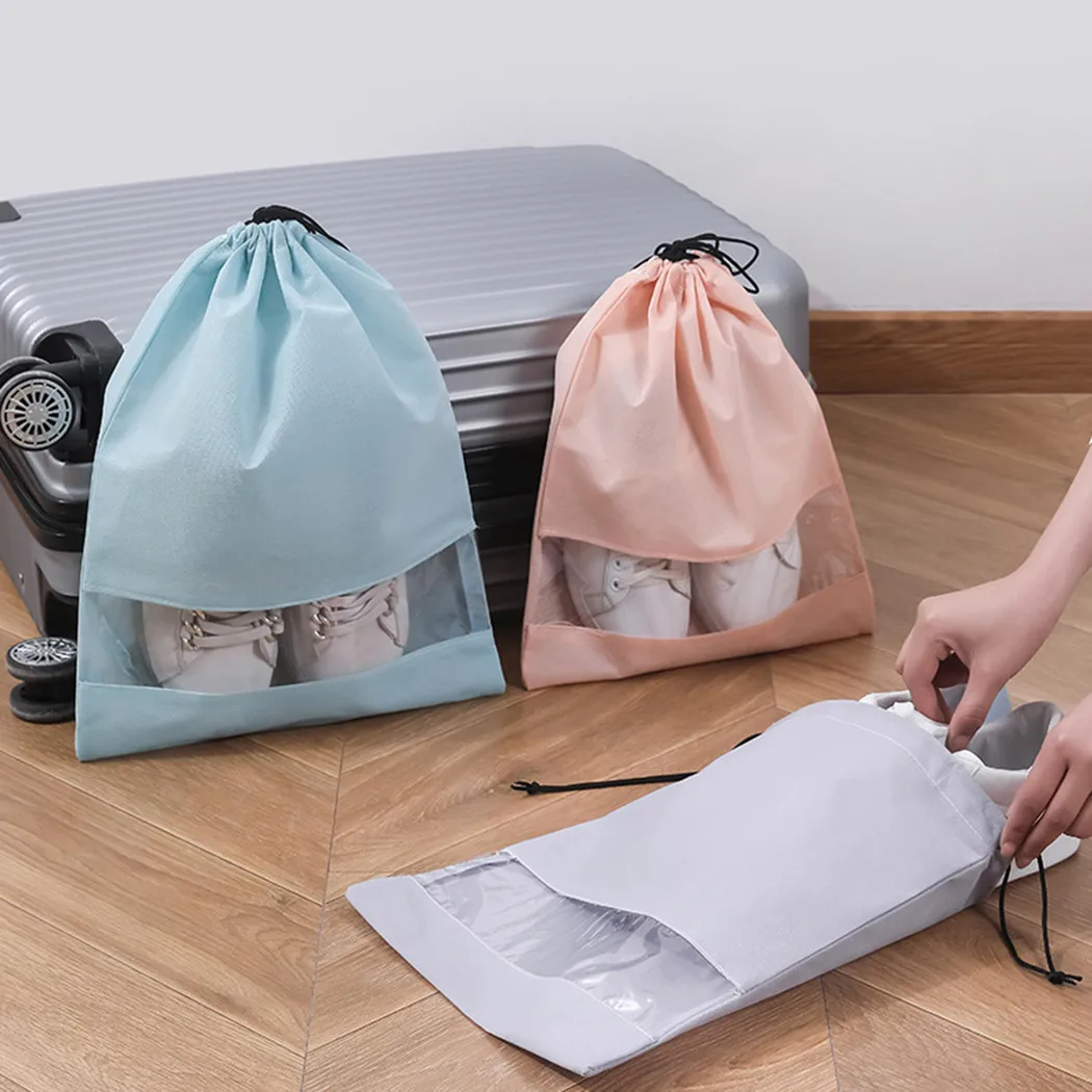 

12PCS New Waterproof Shoes Storage Bags Non-woven Fabric Organize Draw Pocket Simple Drawstring Bags Sundries Case Package