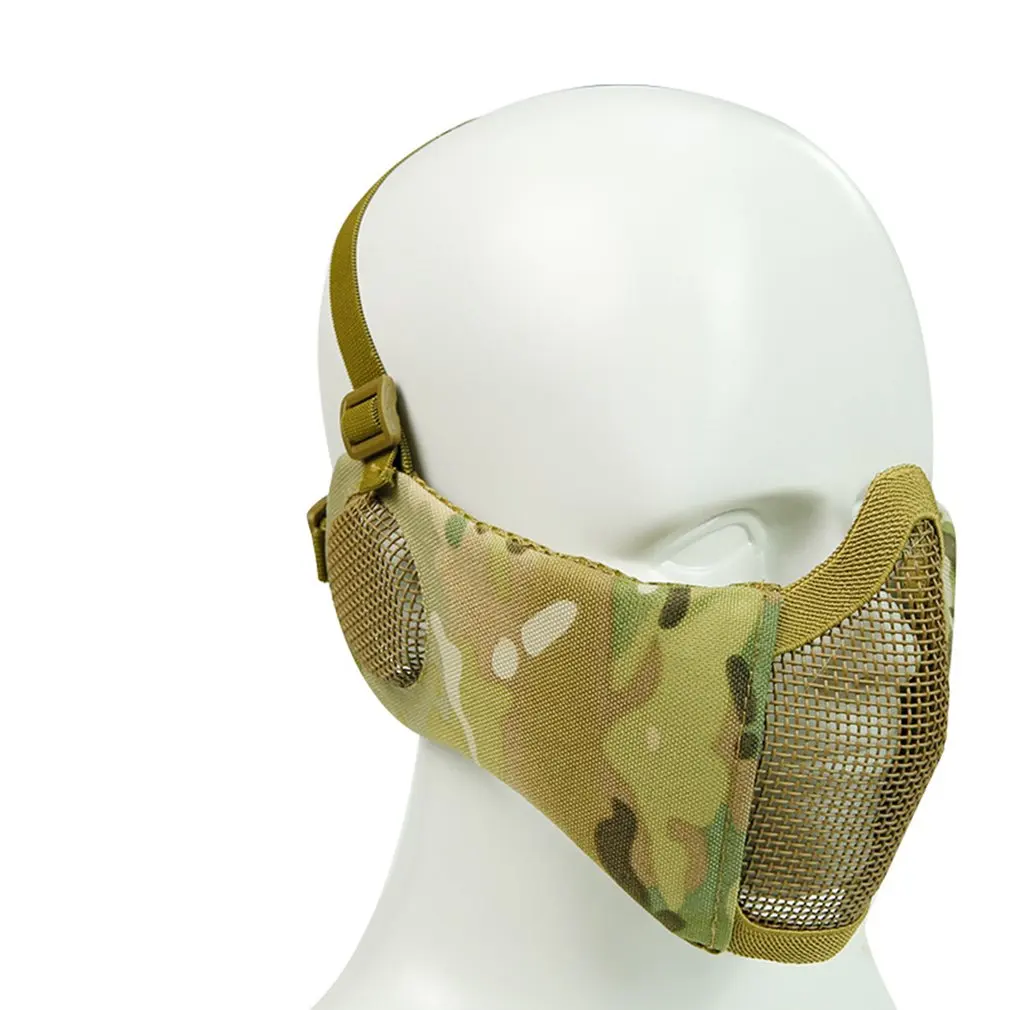 

Tactical Airsoft Mask Cycling Steel Tactical Mask Half Lower Face Metal Steel The Field Elite Ear Protection Outdoor Net