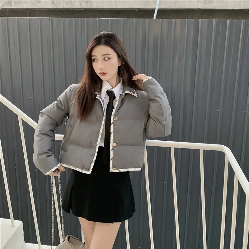 

2021 Spring Short coat Women Fashion Outwear trend Jacket casual Female Turn down collar Warm Thin Button Parka New INKEO 9O118