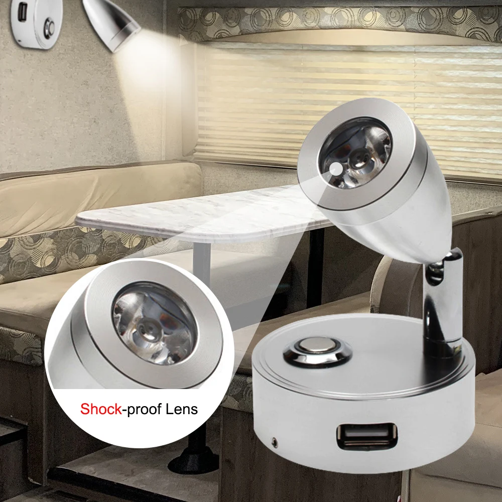 12V Кровать Лампа 180 градусов вращения многоцелевые камперы Led RV светильник для