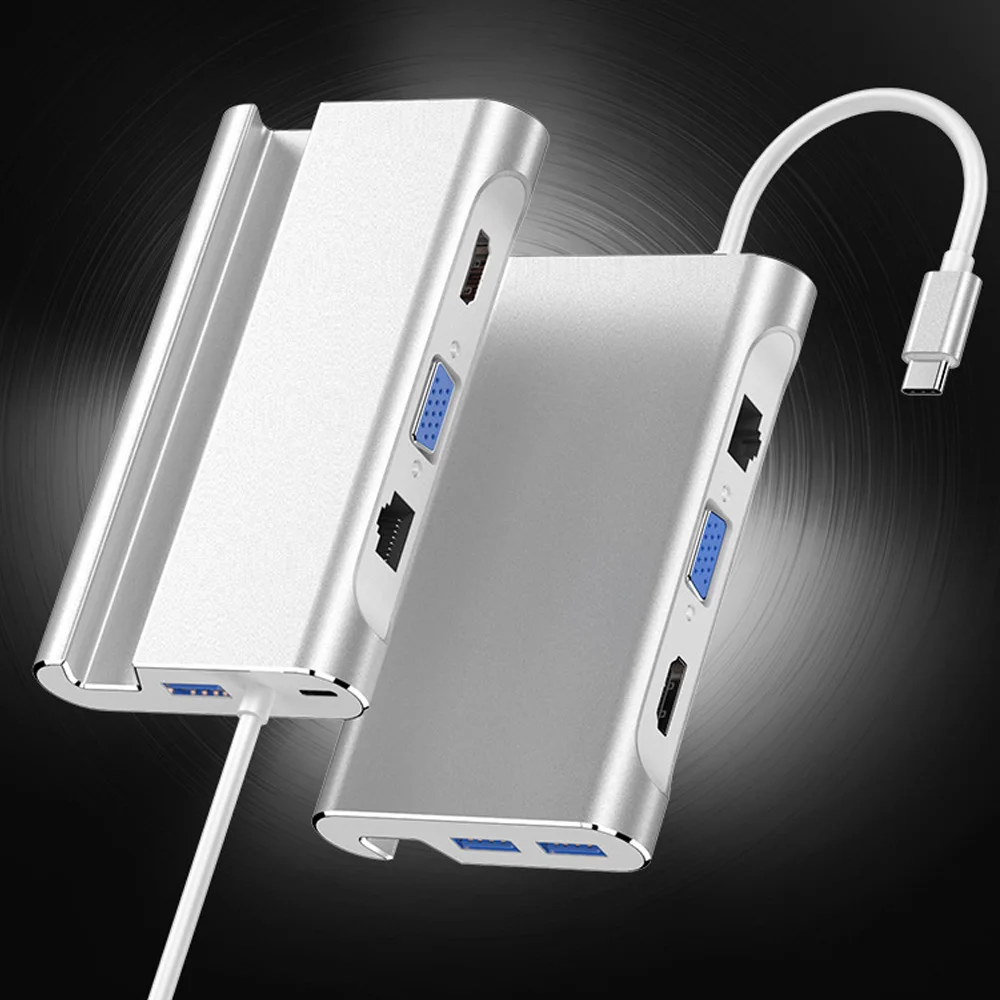 Bevigac 7 in 1 USB 3.0 Type-C Hub 5Gbps High Speed oncentrator Adapter Splitter w/4K HDMI-compatible Port Phone Holder | Электроника