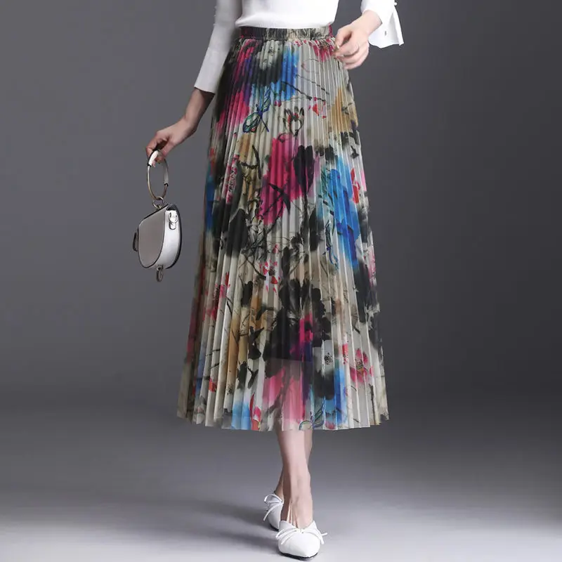 Женские юбки новинка весны 2020 плиссированная юбка средней длины с высокой талией
