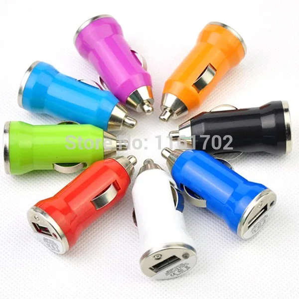 Универсальное автомобильное зарядное устройство Mini 5V 1A USB bullet для iPhone 7 7plus 6 5 Samsung