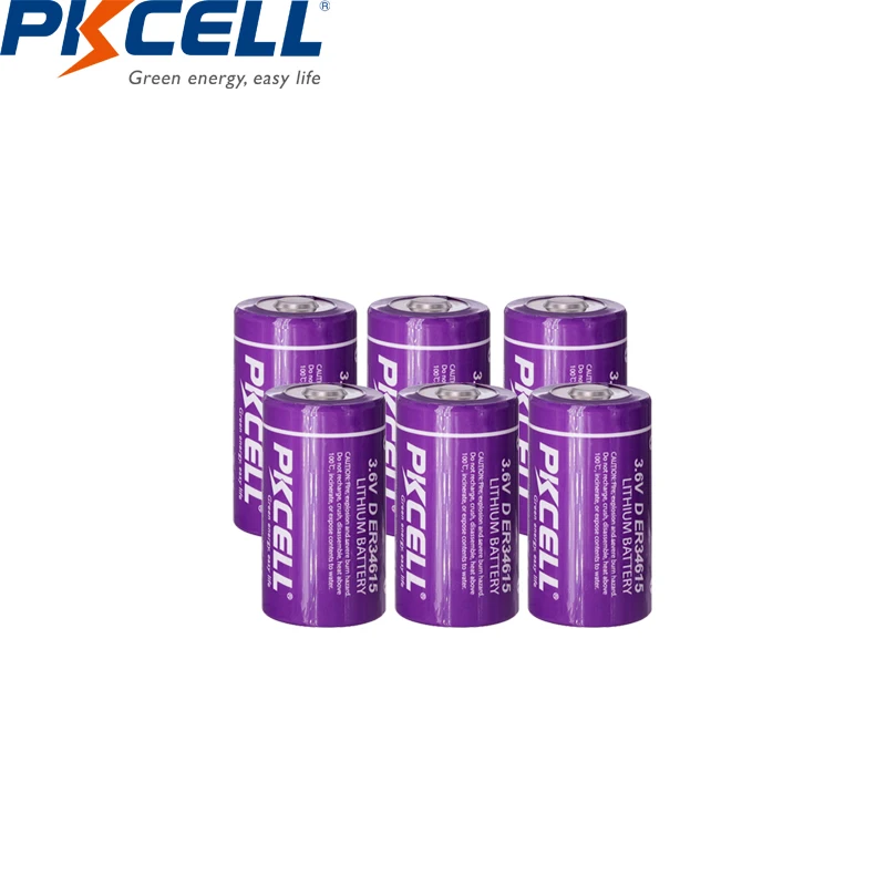 6 x PKCELL 3 V D размер ER34615 19000 mAH Li SOCl2 батарея для воды/счетчик электроэнергии|battery