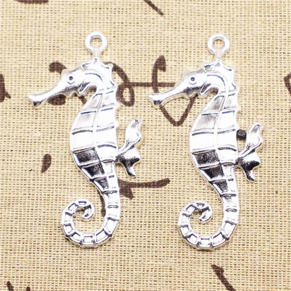 

Charms for jewelry making 4pcs 59x31mm antique silver color Sea horse charms