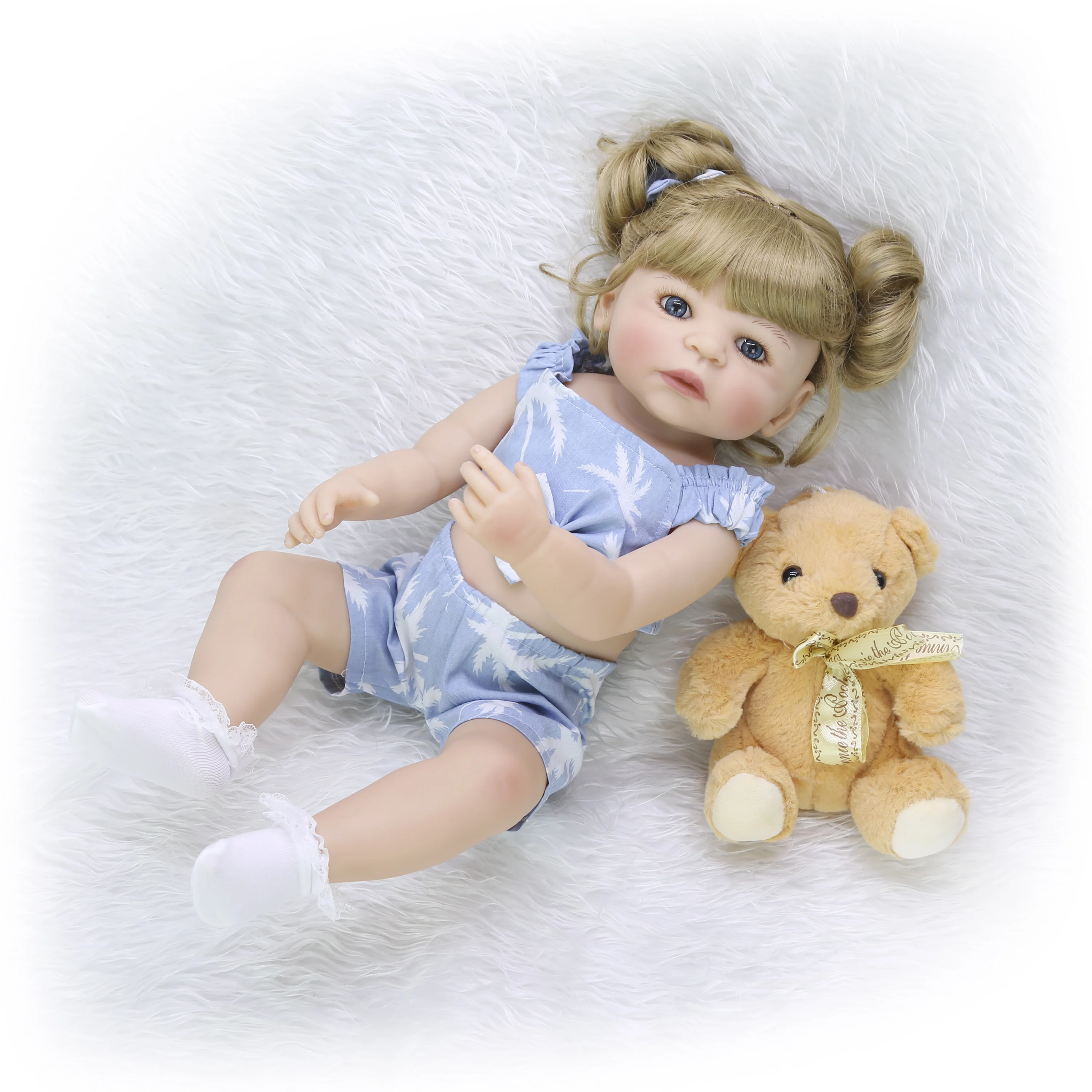 Новое поступление 22 дюймов силиконовые всего тела Reborn Baby Doll модное платье