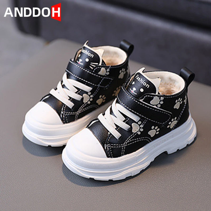 

Size 21-30 Children Plus Cotton Leather Martin Boots Kids Thickened Fleece Winter Snow Boots Girls Boys Baby Casual Toddler Shoe