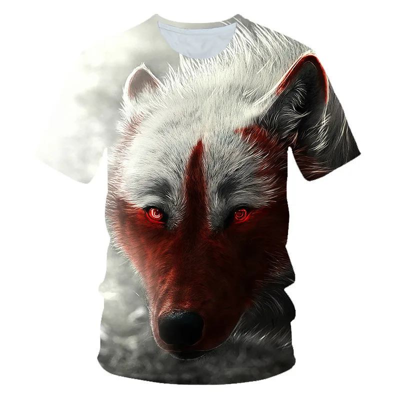 

2021 new men's and women's 3D printed T-shirt, wolf head printed T-shirt summer street T-shirt