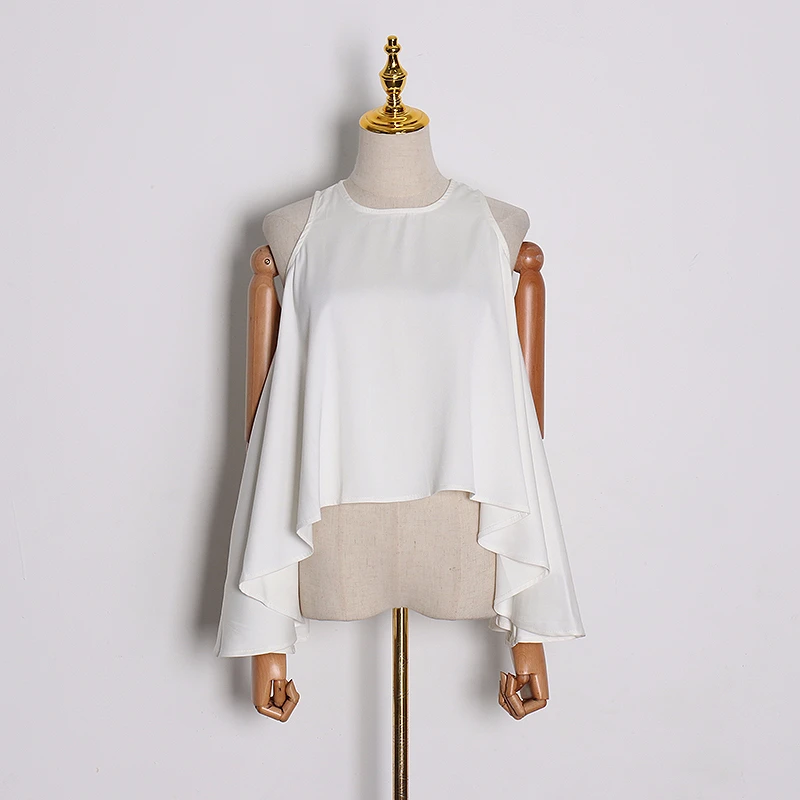 Женская блузка без рукавов GALCAUR свободная с открытыми плечами и асимметричными