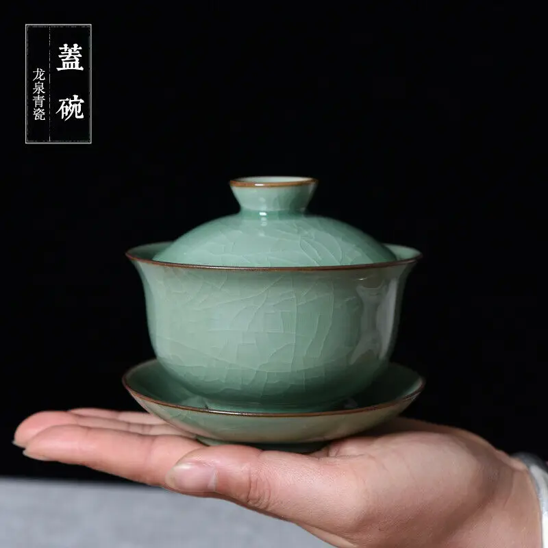 Китайский чайный набор Longquan Celadon Gaiwan кунг-фу GE DI чаша с покрытием из печи 200 мл |