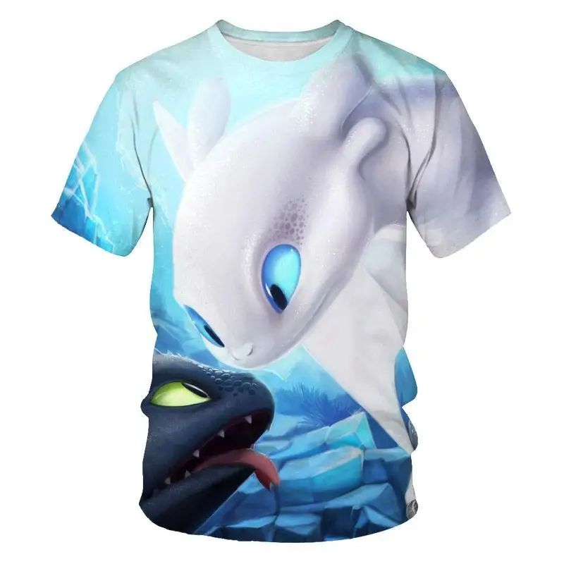 Новинка лкановая футболка для мальчиков и девочек с мультяшным рисунком дракона