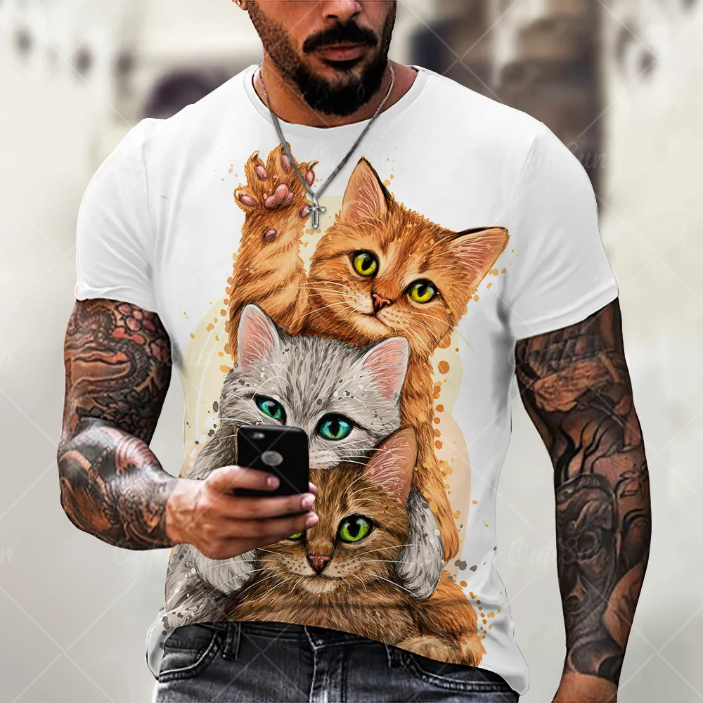 

New Summer 3D Kawaii Cat Men And Women Casual T-Shirt Fashion Trend Youth Cool Men's Short Sleeve Comfortable Oversized T-Shirt